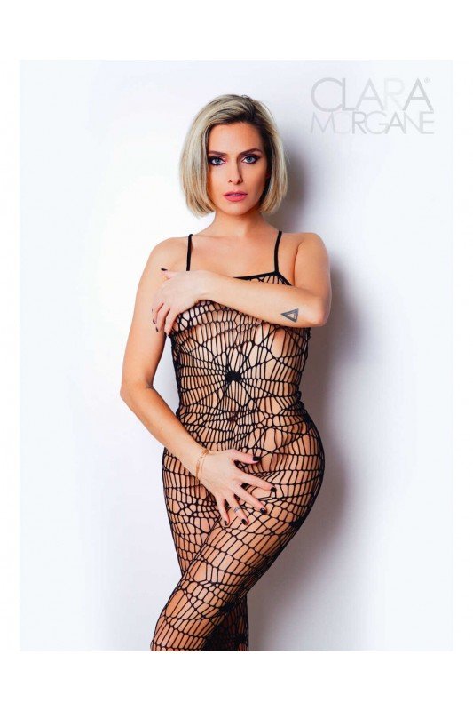 Le numéro 7 - bodystocking toile noire | Clara Morgane Lingerie