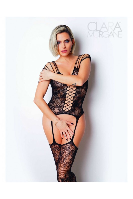 Le numéro 10 - bodystocking à jarretelles | Clara Morgane Lingerie