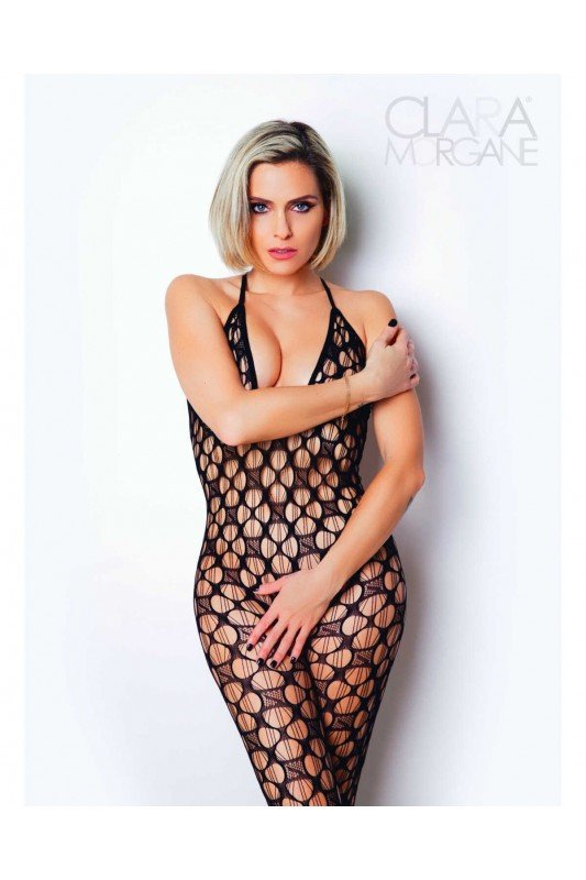 Le numéro 11 - bodystocking ouvert noir | Clara Morgane Lingerie