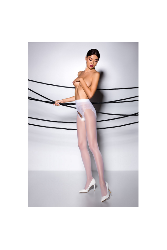 TI006W | Collants blancs ouverts | Passion lingerie