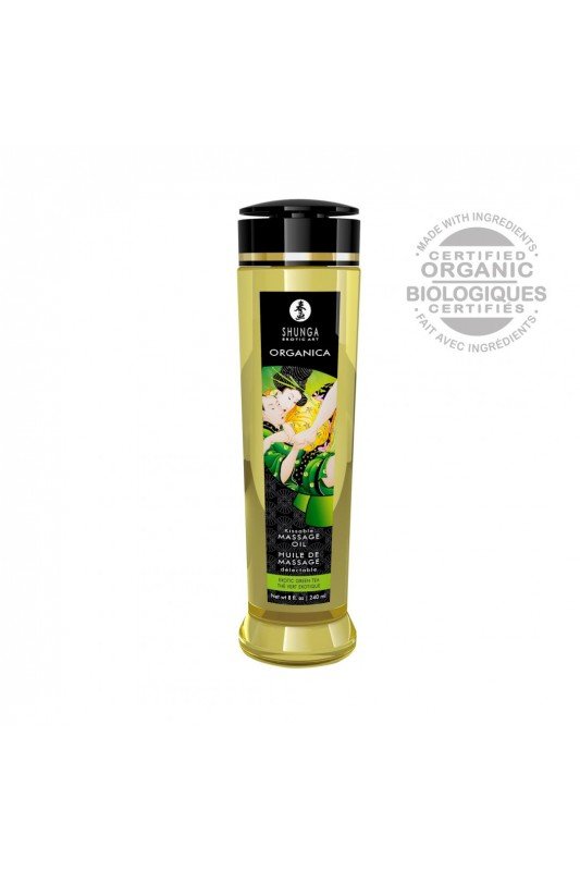 Huile de massage organique - Thé vert - 240 ml | Shunga