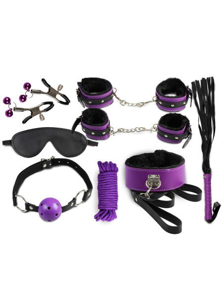 Secret Bondage Noir et Violet : Ensemble BDSM 8 pcs | Secret Play