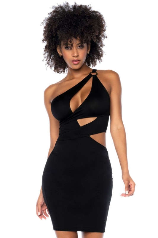 Robe Asymétrique Cocktail Déstructurée Noire | Mapalé