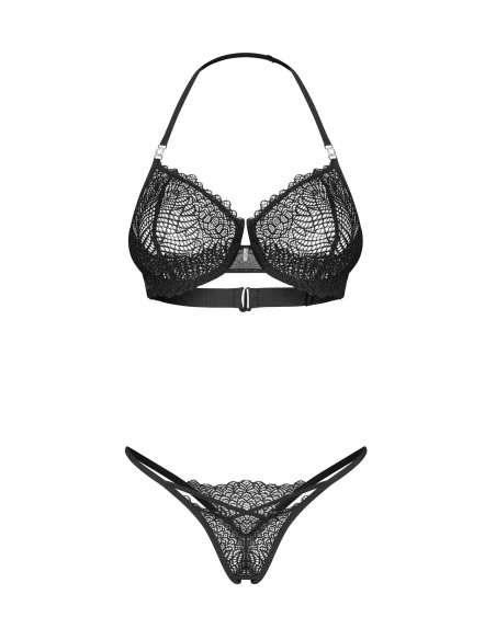 Ensemble Sensuel Dentelle Ouverte Noir | Obsessive