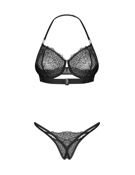 Ensemble Sensuel Dentelle Ouverte Noir | Obsessive